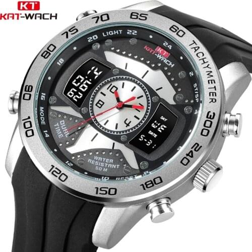 KAT-WACH Mens Chronograph Analog Quartz Watch Date Luminous Hands Waterproof Silicone Strap Wristswatch Clock Relogio Masculino