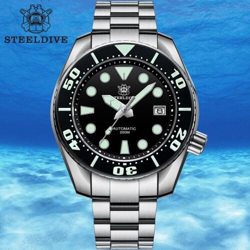 STEELDIVE 1971 Dive Watch Sapphire 316L Steel Mechanical Watches NH35 Diving Watch Ceramic Bezel Automatic Watch men C3 Luminous