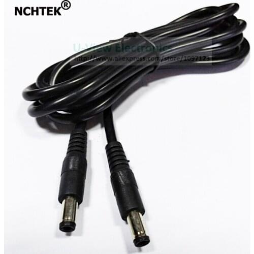 NCHTEK Dual DC 5.5x2.5mm(Compatible DC 5.5x2.1mm) Male to Male Plug M/M Power Extension 18AWG Cable About 2M/Free Shipping/2PCS