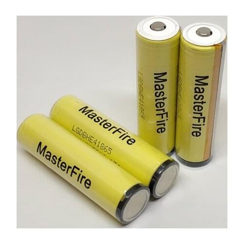MasterFire 4pcs/lot Protected HE4 18650 2500mah 3.7V 35A High Drain Rechargeable Lithium Battery For Flashlights Power Tools