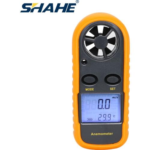 SHAHE Handheld Anemometer Wind Speed Meter 0-30m/s windmeter -10 ~ 45C Temperature Tester with LCD Backlight Display Anemometer