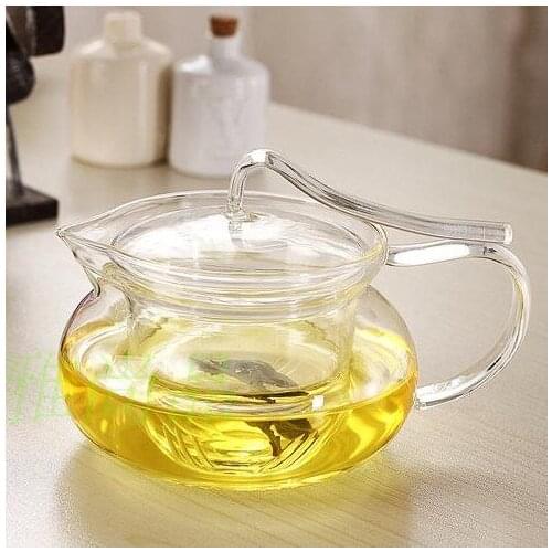 450ml heat-resistant glass teaset ribbon style filter tank Puer teapot transparent glass 1*pot with 2 double-layer cups kettle