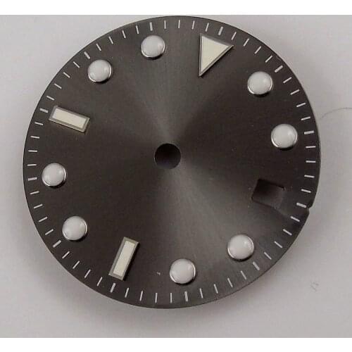 28.5mm Luminous Watch Grey Dial + Watch Hands Fit for NH35/36 Movement