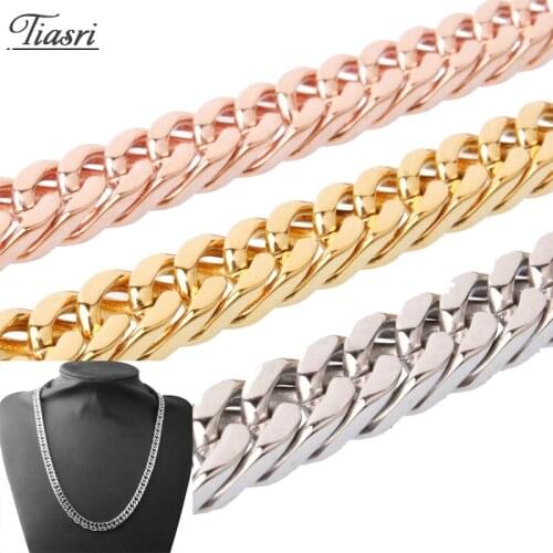 Tiasri 8mm Gothic Curb Cuban Link Chain Mens Necklace Bracelet High Quality Stainless Steel Choker Punk Style Jewelry Wholesale