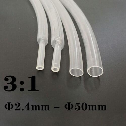 10 Meter Thickened 3:1 Heat Shrink Tube Transparent Clear Wire Cable Insulation Tubing USB Protector Wrap Diamater 2.4mm - 50mm