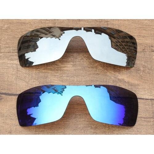 Vonxyz 2 Pieces Chrome Mirror & Ice Mirror Polarized Replacement Lenses for-Oakley Batwolf Frame