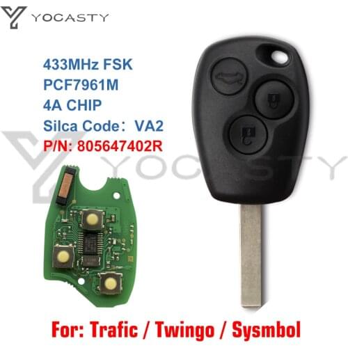YOCASTY 805647402R Remote Car Key Fob For Renault Trafic Twingo Symbol Dacia Duster Logan Sandero 2012 2015 2016 PCF7961M VA2