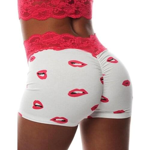 Women Lace High Waist Home Sleep Shorts Summer Female Ladies Print Slim Sleep Bottoms