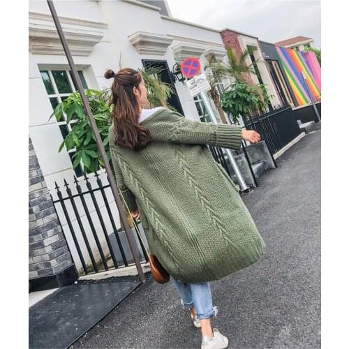 New Fashion 2020 Autumn Black Yellow Sweaters Women Long Jacket Casaul Knitted Cardigans Tops Female Overcoat LX2195