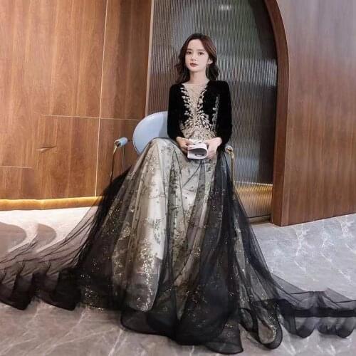 Party Dress Women Sexy Mesh Summer KALENMOS New Big Swing Empire Long Sleeve V-Neck Banquet Floor-Length Evening Maxi Vestidos