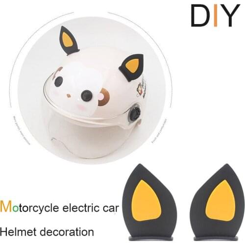1PCS Car Motorcycle Helmet Silica gel Cat Ears Motocross Full Face Off Road Helmet Deco Accessories Sticker Cosplay Auto Styling