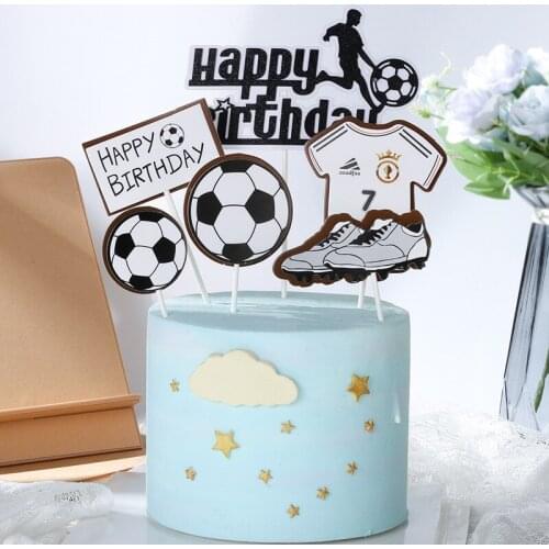 1PC New Basketball Football Cupcake Topper Theme Sports Boy Happy Birthday Cake Topper For Kids Birthday Party Cake Decorations