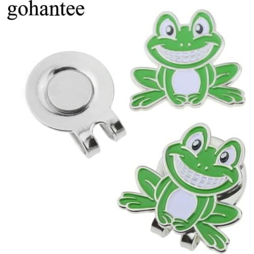 Gohantee 1Pc Frog Pattern Design Golf Balls Mark With Hat Clip Golf Accessories Alloy Magnetic Golf Balls Mark Cap Visor Clips