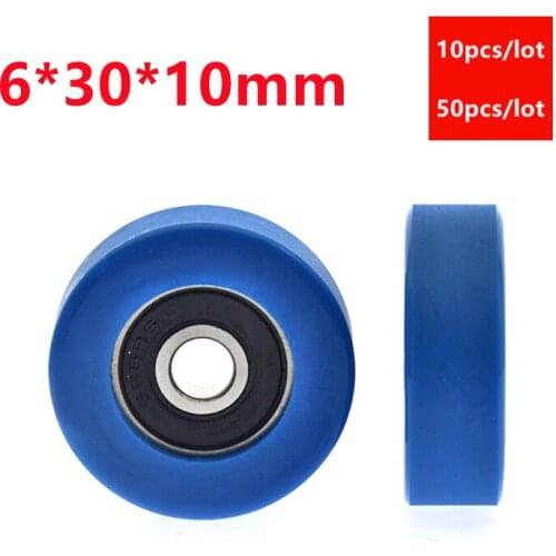 10pcs/50pcs 6*30*10mm polyurethane PU 626 626RS low noise roller bearing friction pulley 6x30x10