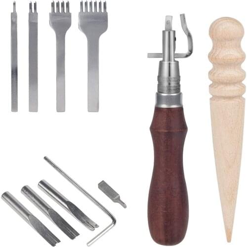 11PCS Leather Sewing Tools DIY Carving Working Stitching Craft Kit Leather Accessories For Beginner Leather Craft Tools Supplies