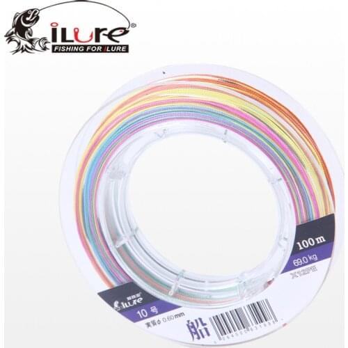 12 Strands 100m 4# 6# 8# 10# Braided Line 100% PE Line Multicolour Boat Fishing Line One Color One Meter Big Game Wire