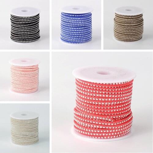 20yards/roll 3x2mm Rivet Faux Suede Cord Faux Suede Lace with Aluminum Cabochons for Jewelry Making DIY Flat String Rope