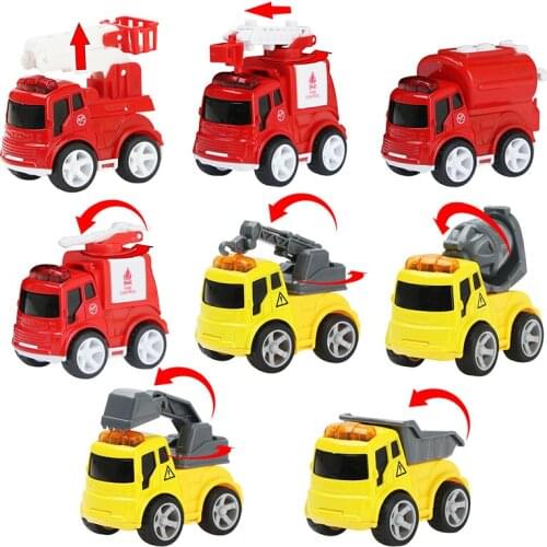 4/8pcs/set Mini Diecast Car Inertia Alloy Vehicles Model Toy Metal Construction Car Fire Truck Lovely Toys for Kid Birthday Gift