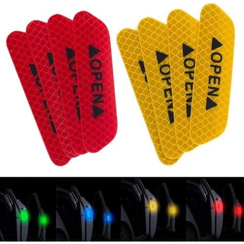 4Pcs Reflective Car Vehicle Open Door Safety Mark Warning Decals Sticker Decor