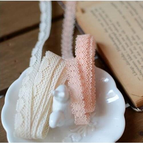 5 Meters 1cm Width Beige Orange Lace Embroidered Crochet Trim Home DIY Clothing 100% Cotton Ribbon Border Sewing Crafts