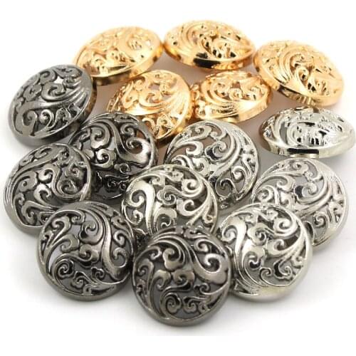 5Pcs Round Metal Buttons Gold Black Sliver Sewing Button For Jacket/Blazer/Coat DIY Hollow Shank Button Clothing Accessories