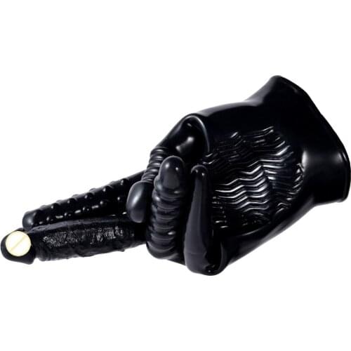 5 in 1 Finger Sleeve Vibrator Spike Large Particle Dildo G Spot Massage Clitoris Stimulate Sex Toy For Women Lesbian Masturbator