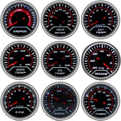 52MM Gauge Pod Water Temp Oil Temp Oil Press Voltmeter Vacuum Tachometer RPM Boost Gauge Air Fuel Ratio EGT Gauge Holder for 12V