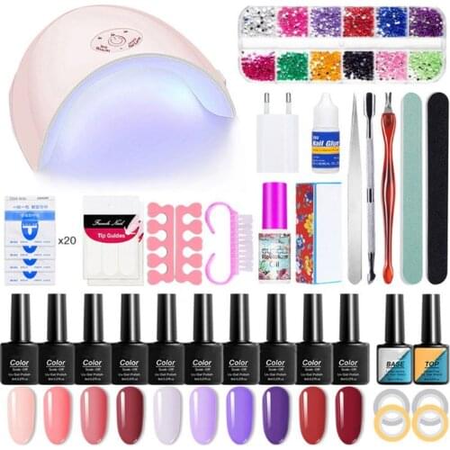 52 pcs Nail Extension Gel Kit Gel Builder with 36w UV LED Nail Lamp Manicure Kit 50JF
