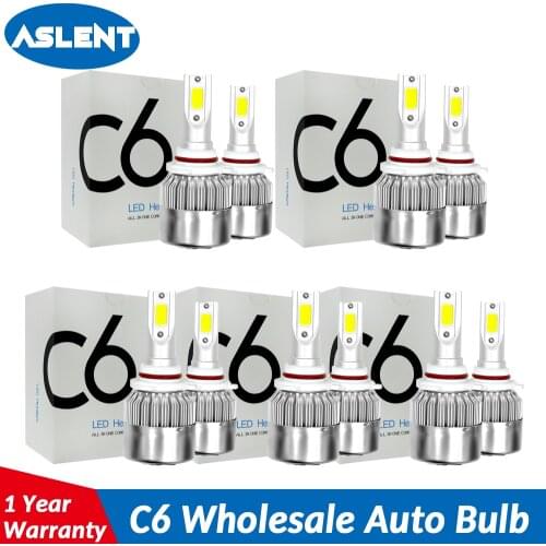 ASLENT C6 Wholesale Car Lights Bulbs H7 LED H4 9003 HB2 H11 H1 H3 H8 H9 880 9005 9006 H13 9004 9007 Auto Headlight 12V Fog Light