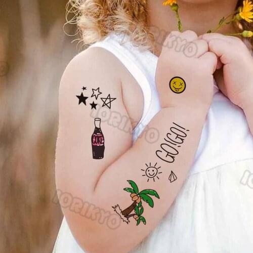 Black Little Star Temporary Tattoo For Kids Girl Boy Adult Summer Style Coke Tattoos Sticker Fake Emojy Letter Cool Tatoos Hands