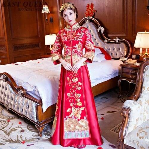 Cheongsam chinese style red women long sleeve cheongsam chinese dress qipao new traditional chinese oriental dresses NN0281 c