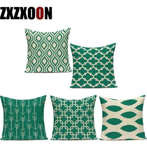 Decorative Throw Pillows Simple Green Stripe Geometric Wave Line Sofa Cushion Cover for Living Room Capa De Almofadas Pillowcase