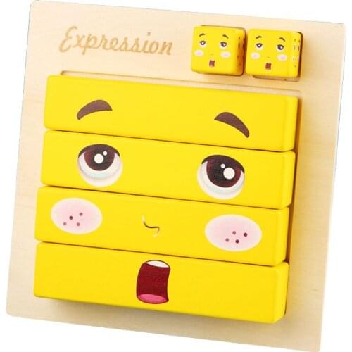 Kids Wooden Montessori Toy Expressions Educational Blocks Educational Toys For Children Montessori Materials Baby Learning Toy
