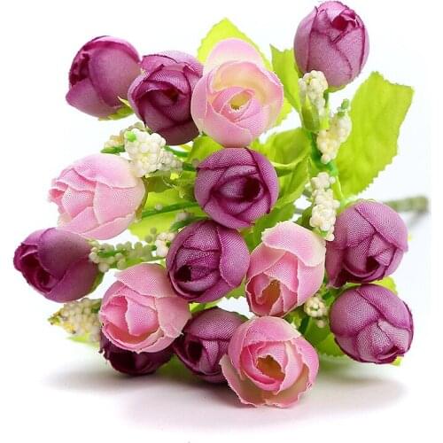 10 Colours Artificial Silk Tea Rose Flower Fake For Christmas Wedding Party Home Decorative 1pcs