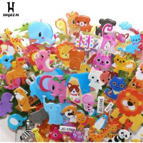 Cute Sheets 3D Cartoon Animal PVC Bubble Puffy Stickers Kids Girl Boy Dinosaurs Classic Toys School Teacher Reward