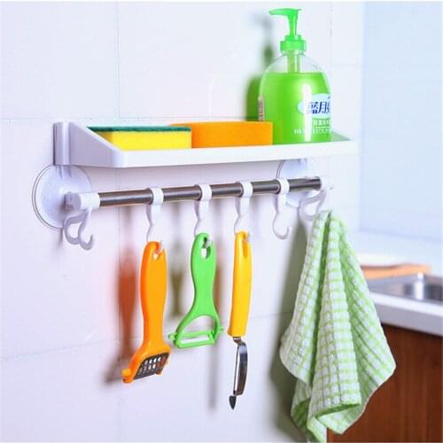 Multifunctional Single Pole Hook Rack Double Suction Towel Rack Hanging Shelves Hook Holders Lock Type Sucker Hook For Bathroom