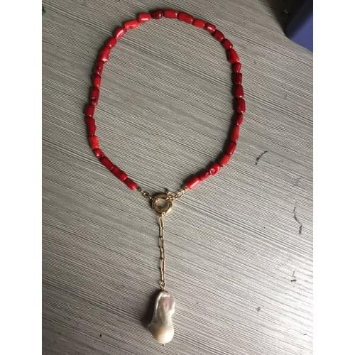 Moda 2020 бусы на шею ведьмак медальон ведьмака red coral beads big freshwater pearl pendant necklace necklace for women gifts
