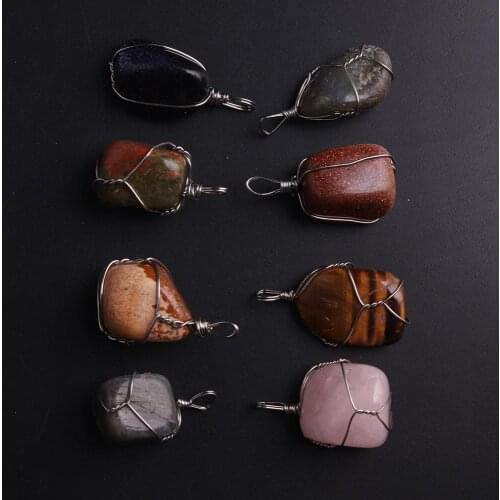 12pcs/lot Fashion Women Natural Stone Necklace Pendants Druzy Meditation Healing Quartz Treat Crystal Charm for Jewelry Making