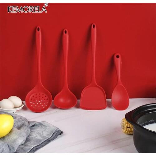 Non-Stick Silicone Spatula Set Simple Solid Color Design Kitchenware Cooking Handle Utensils Cookware Spatula Kitchenware Set