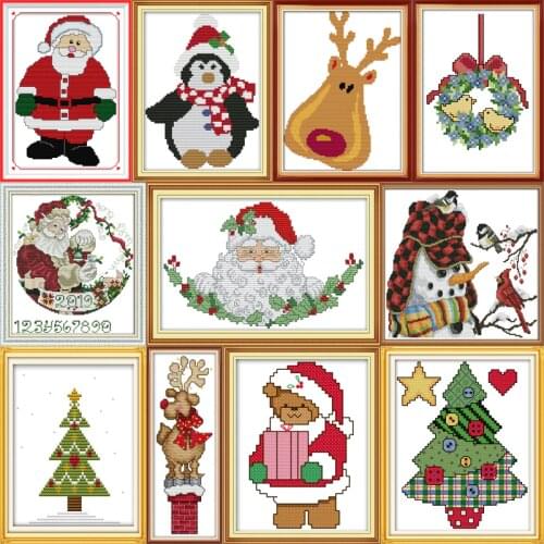 Joy Sunday Christmas Collection Patterns DIY Hand Made Cross Stitch kit DMC 11ct 14ct Embroidery Home Decoration Send Gift