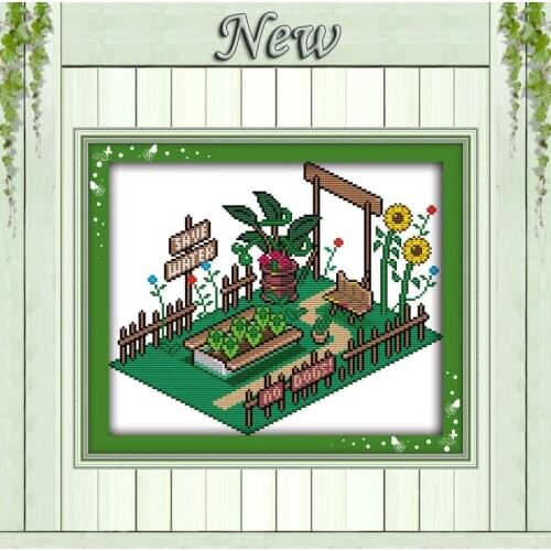 Vegetable garden cartoon home decor painting counted printed on canvas Cross Stitch kits DMC 11CT 14CT needlework Sets embroider