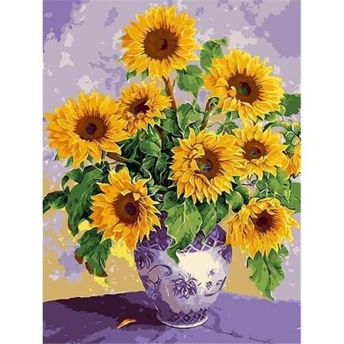 Sunflower Flower DIY 11CT Cross Stitch Embroidery Kits Craft Needlework Set Cotton Thread Printed Canvas Home Room