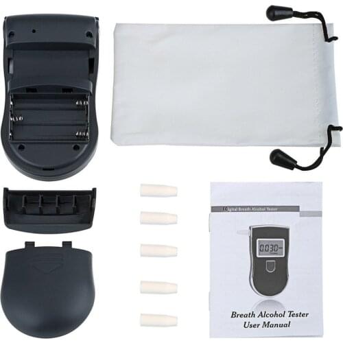 Portable Police Breathalyzer Analyzer Detector Digital LCD Alcohol Sensor Breath Tester with 5 Disposable Mouth Pieces 818Portab