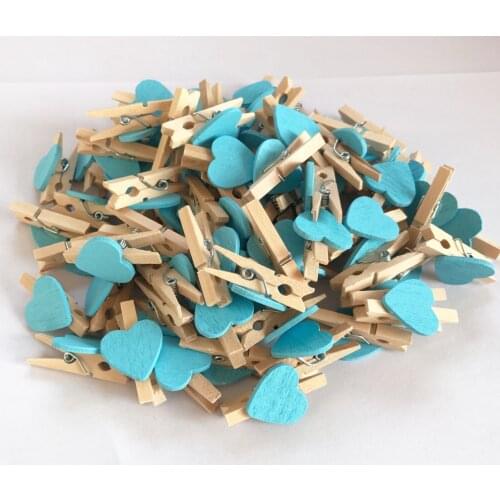 50PCS/Lot Mini Romantic Loving Heart Shape Wood Clips Handicrafts Photos Papers Clothes Pegs Home Bachelorette Party Decorations