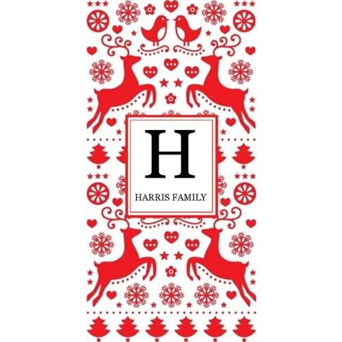 Custom Folk Art Christmas Bath Kitchen Face Towel Personalized Name Christmas Reindeer Beach Travel Sport Spa Towels Xmas Gifts