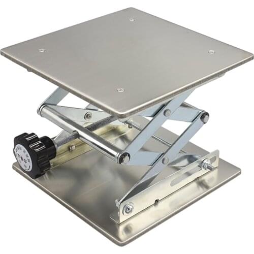 30x30CM Manual 304 Stainless Steel Lifting Table Z-Axis Sliding Table Laboratory 9-46CM Screw Lifting Platform Load 25KG