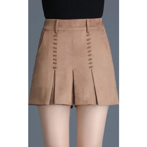 Large Size Casual Shorts Women 2020 New High Waist Suede Leather Shorts Skirts Harajuku Fashion Loose Fit Wide Leg Shorts Female