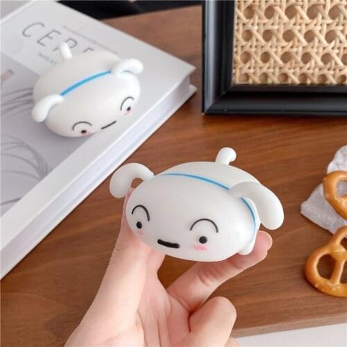 3D Cartoon Lying Down White Dog Earphone Silicone Cases For AirPods 1 2 Pro Wireless Bluetooth Headset Cover Accessories Funda