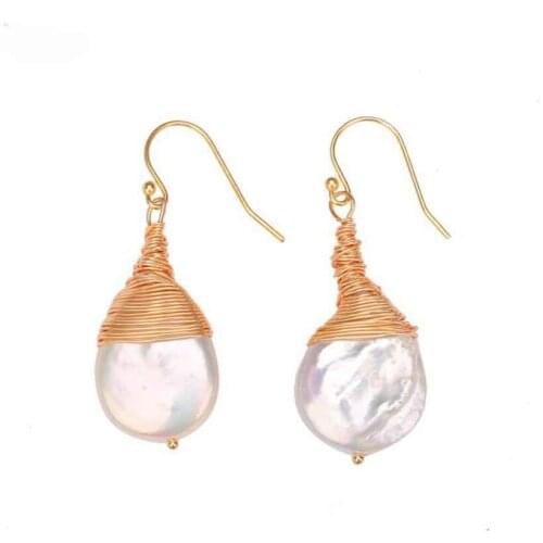 Explosion genuine natural freshwater Baroque shaped pearl fashion button pearl eardrop