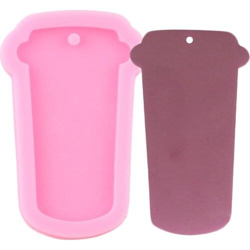 Cup Silicone Mold Epoxy Resin Keychains Molds Polymer Clay Pendant Mould Necklace Charms Making Jewelry Moulds